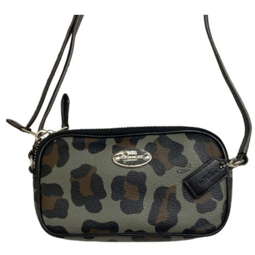 Coach Leopard Print Crossbody Bag - Black and Brown